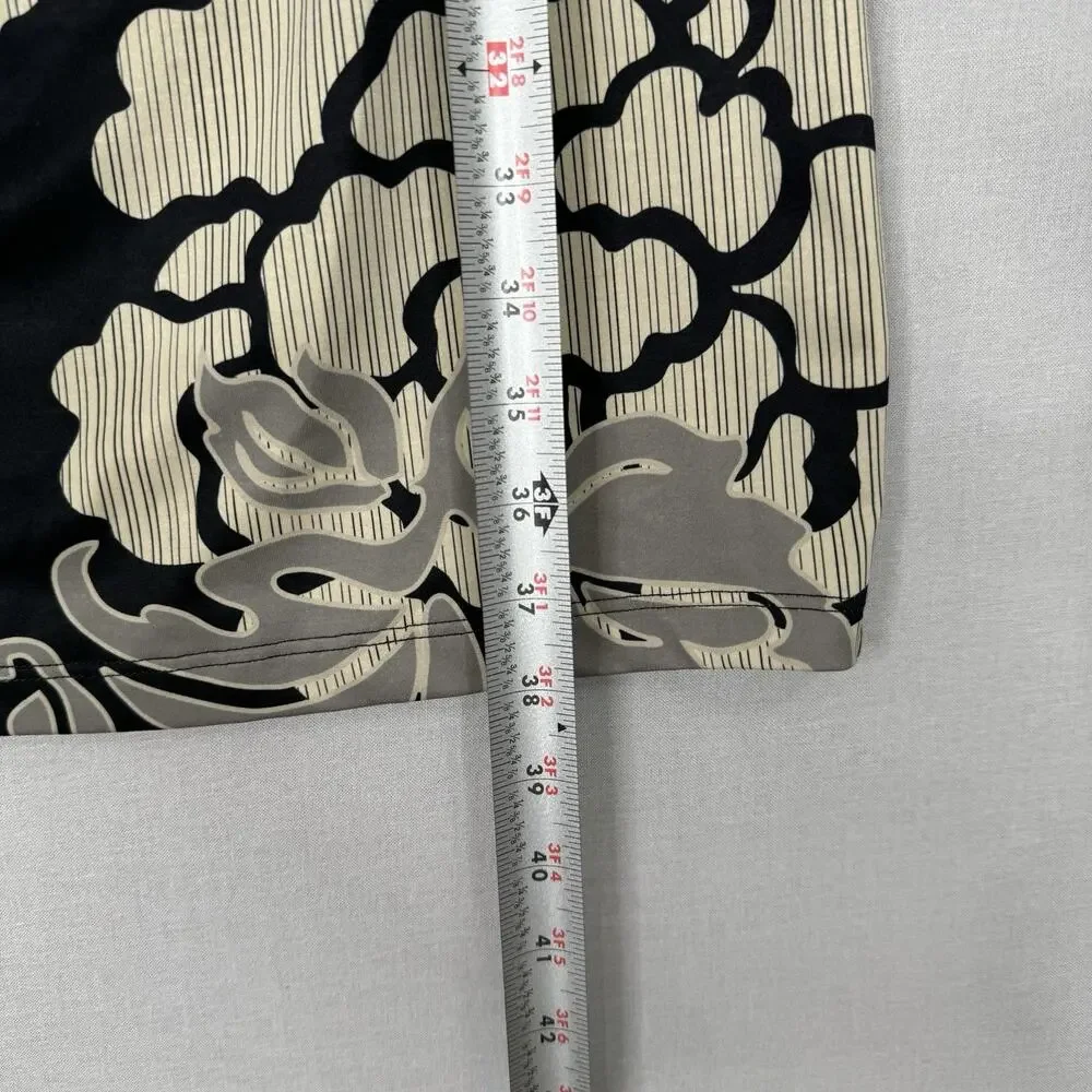 Komarov Womens Dress M Black Floral Jersey Knit Belted Cowl Neck Cocktail Career - Picture 4 of 11